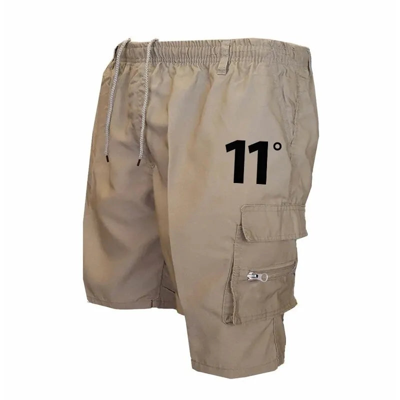 Outdoor Cargo Shorts Male Overalls Elastic Waist Cycling Shorts Multi-pockets Loose Work Shorts Beach Sport Printed Trousers - 3KDyn
